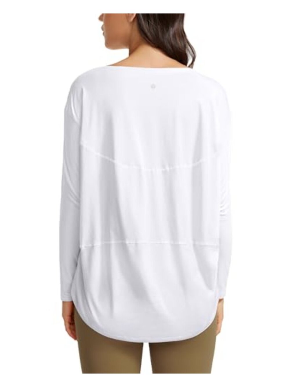 Pima Cotton Boat Neck Long Sleeve Top Loose Fit Yoga Shirt